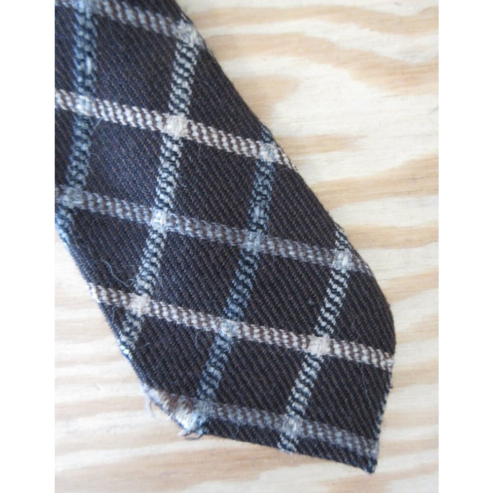 VINTAGE Burberry Neck Tie Wool Check Formal Business Designer England *